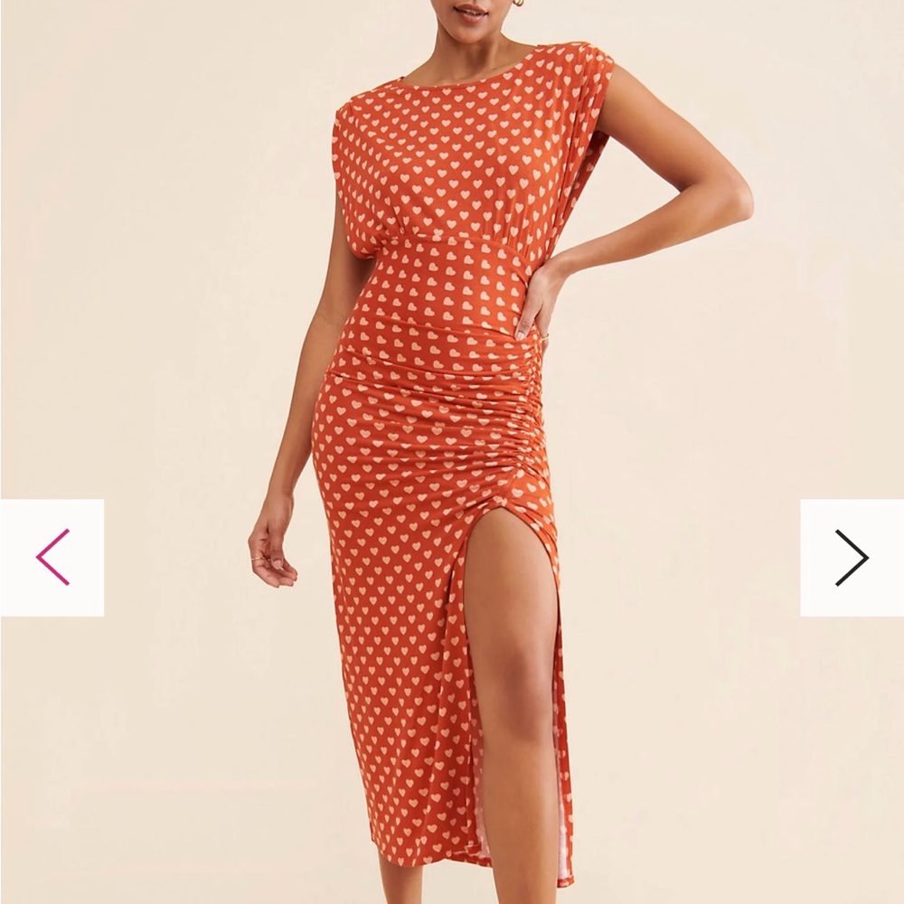 Free People Lakeside Heart Printed Midi Dress Size Small